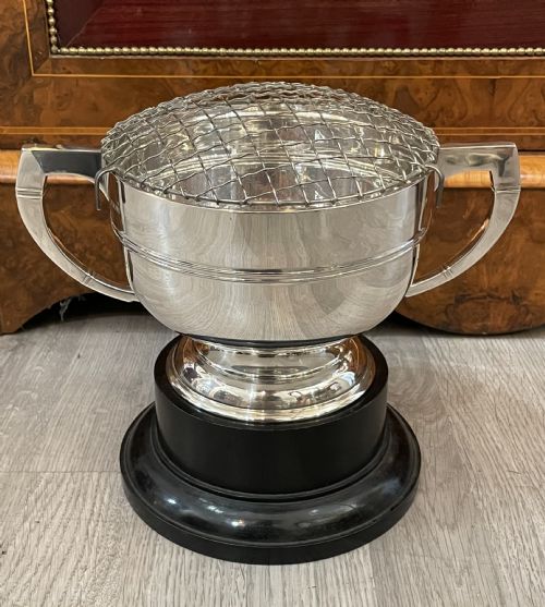Large Art Deco Silver Twin Handled Trophy Bowl