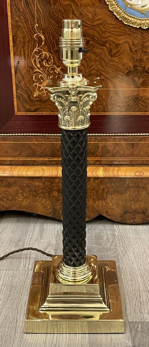 Stunning Edwardian Brass and Ebony Table Lamp