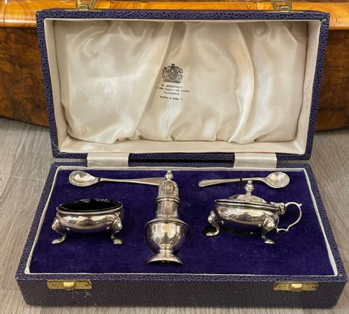 Elizabeth II Silver Cruet Set by Mappin & Webb