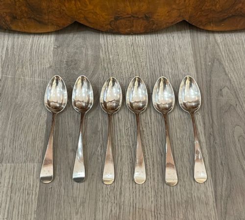 Set of Six Georgian Silver Teaspoons, 1809