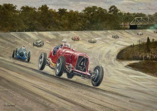 fig 2. Classic Car Painting at Brooklands by John Chapman