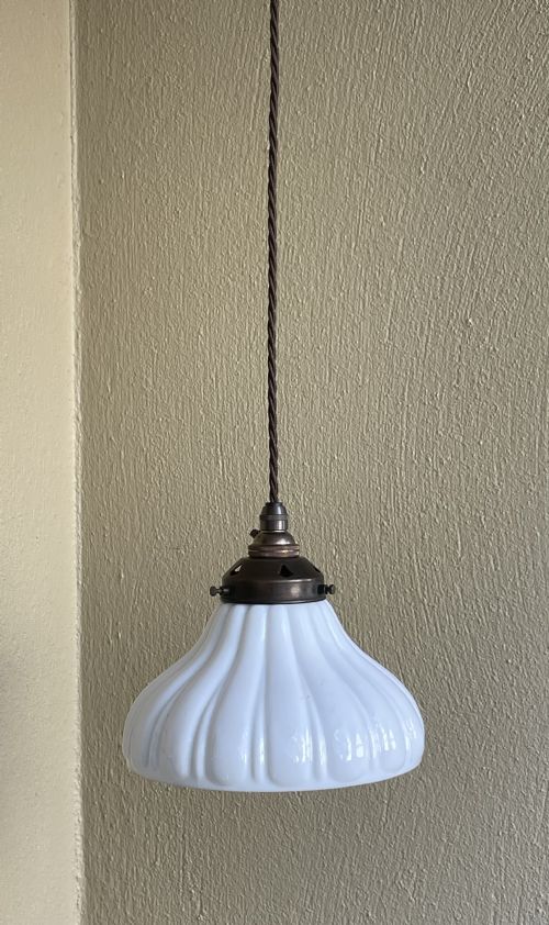 1930s Milk Glass Chapel Pendant Light