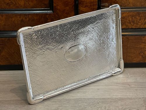 Art Nouveau Planished Silver Dressing Table Tray