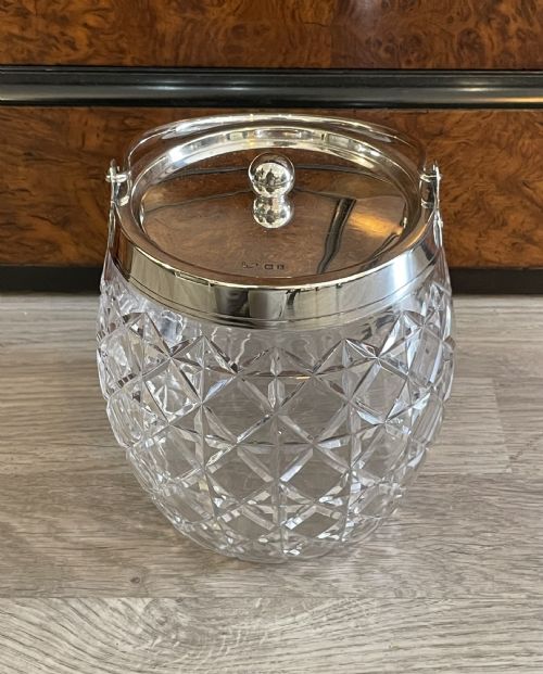 George V Silver Mounted Biscuit Barrel