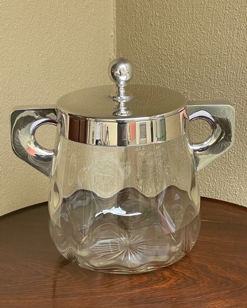 Art Deco German Silver Biscuit Barrel of Large Size
