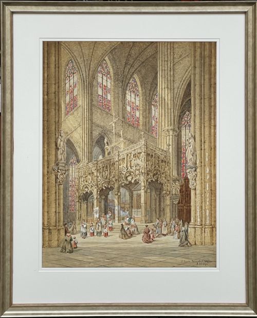 Cathedral Interior Watercolour by Henry Schafer
