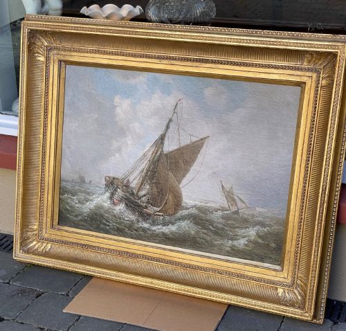 fig 1. Large Marine Oil Painting by Henri Cassinelli