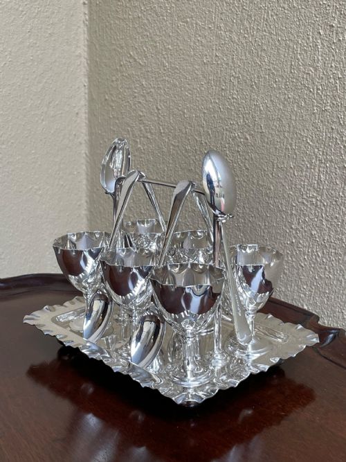 George V Silver Plated Egg Cruet Set for Six