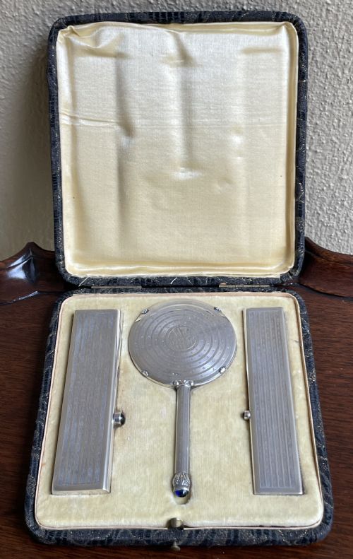 Rare George V Three Piece Travelling Vanity Set by Israel Segalov