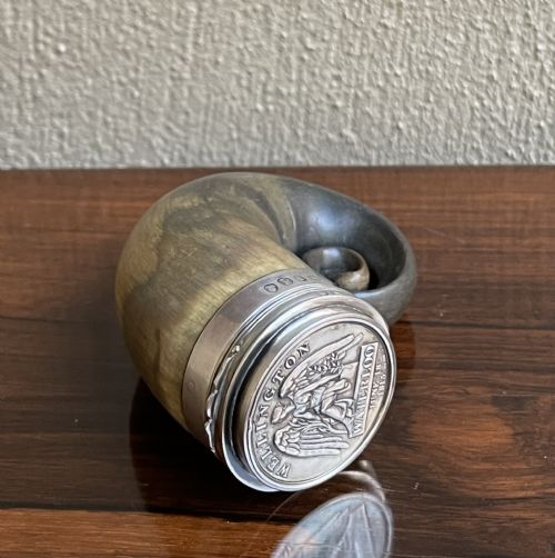 Georgian Scottish Silver Mounted Snuff Mull,  Waterloo Medal