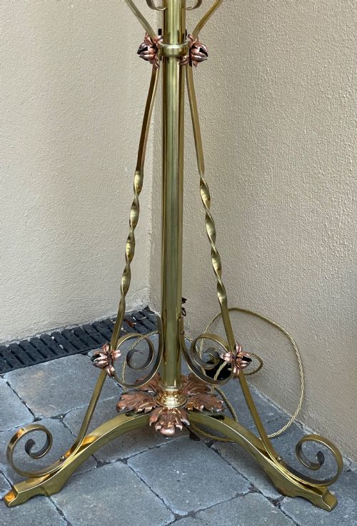 ART NOUVEAU BRASS COPPER STANDARD LAMP - ADDITIONAL PHOTO 1