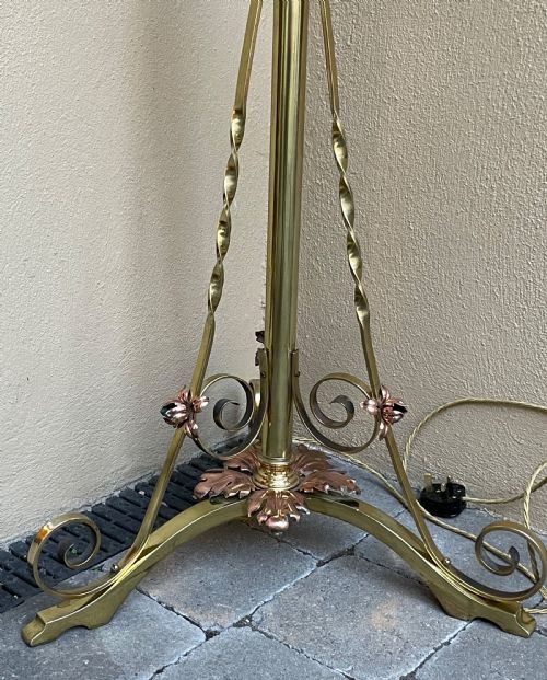 ART NOUVEAU BRASS COPPER STANDARD LAMP - ADDITIONAL PHOTO 2