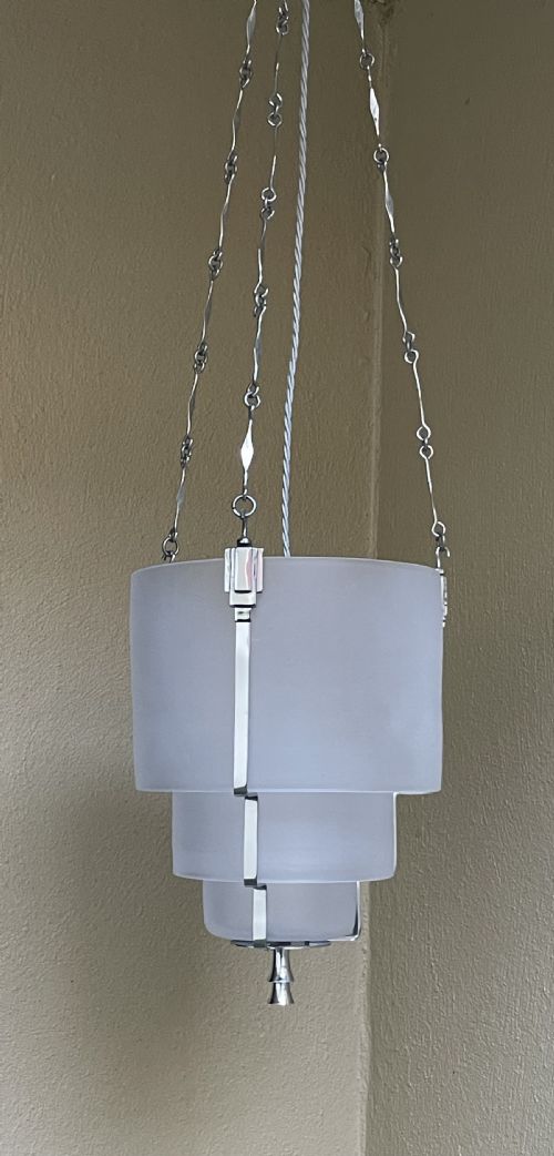ART DECO CHROME AND GLASS CEILING LIGHT - ADDITIONAL PHOTO 1