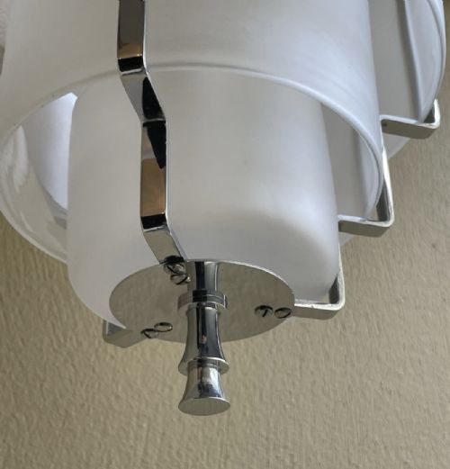 ART DECO CHROME AND GLASS CEILING LIGHT - ADDITIONAL PHOTO 2