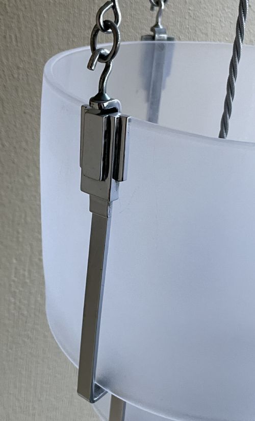 ART DECO CHROME AND GLASS CEILING LIGHT - ADDITIONAL PHOTO 4