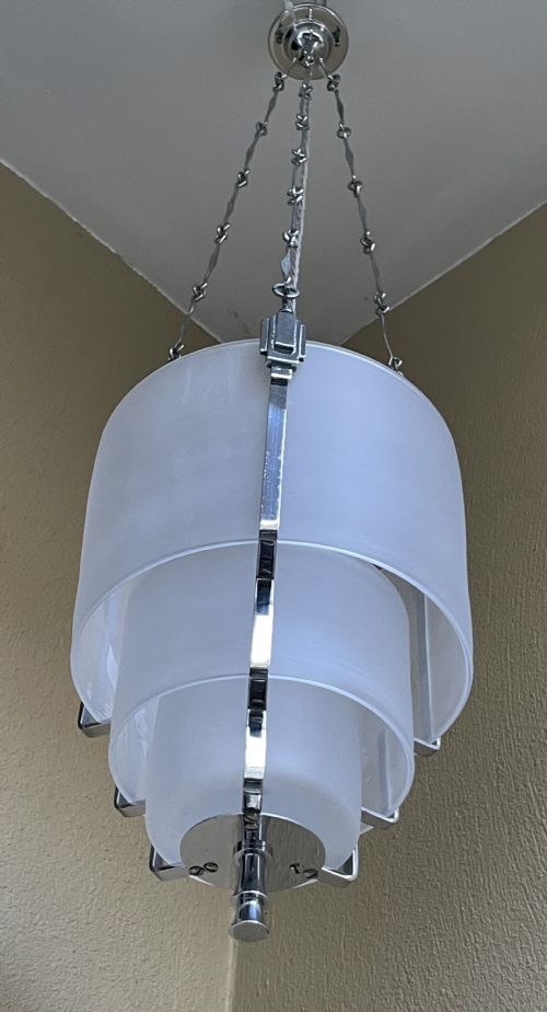 ART DECO CHROME AND GLASS CEILING LIGHT - ADDITIONAL PHOTO 5