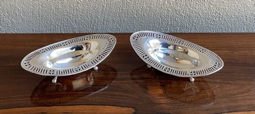 Pair Late Victorian Solid Silver Bon Bon Dishes