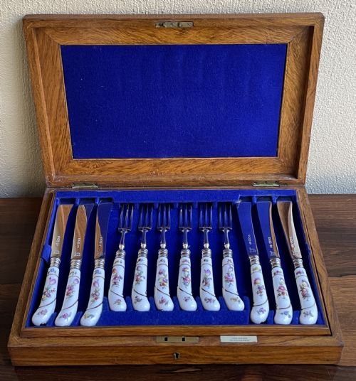 Beautiful Silver & Porcelain Dessert Set by Carrington