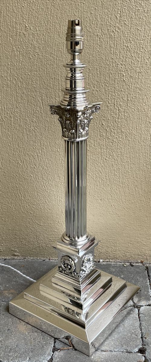 VERY LARGE VICTORIAN SILVER PLATED TABLE LAMP BY HINKS - ADDITIONAL PHOTO 2