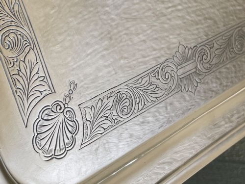 GOOD ELIZABETH II SOLID SILVER TRAY BY GARRARD CO - ADDITIONAL PHOTO 2