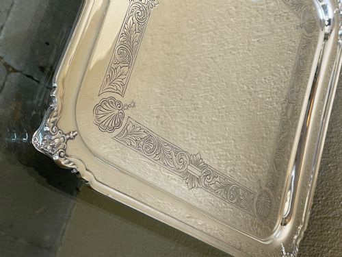 GOOD ELIZABETH II SOLID SILVER TRAY BY GARRARD CO - ADDITIONAL PHOTO 4