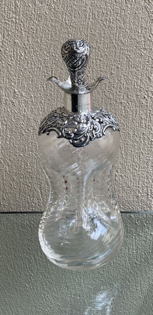 Quality Edwardian Glass & Silver Glug Glug Decanter, 1900