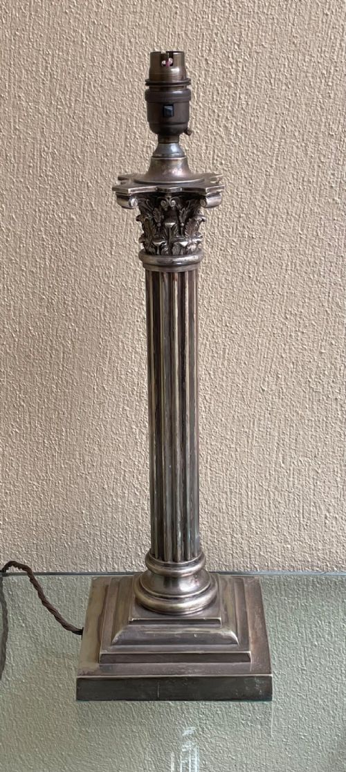 IMPRESSIVE VICTORIAN SILVER PLATED TABLE LAMP STAMPED GS - ADDITIONAL PHOTO 1
