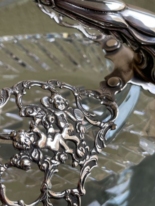 CUT GLASS SILVER SWAN DISH - ADDITIONAL PHOTO 3