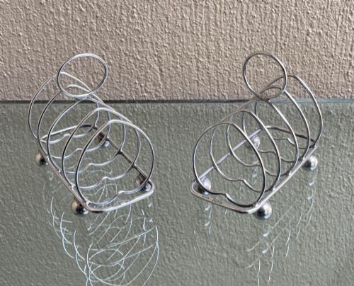 Pair of Heart Shaped Silver Toast Racks