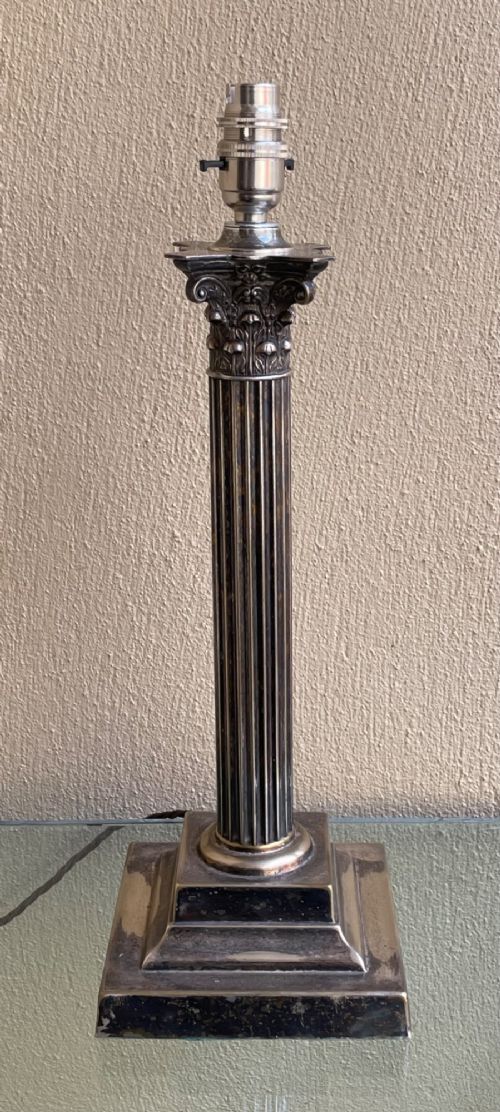 VICTORIAN SILVER PLATED TABLE LAMP