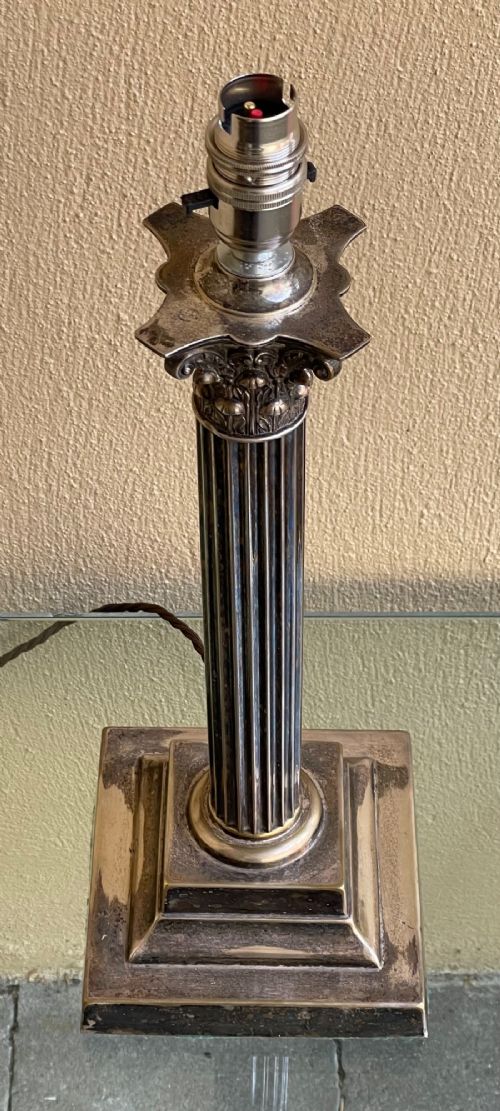 VICTORIAN SILVER PLATED TABLE LAMP - ADDITIONAL PHOTO 1