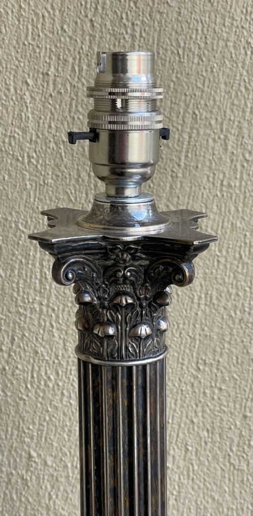 VICTORIAN SILVER PLATED TABLE LAMP - ADDITIONAL PHOTO 2