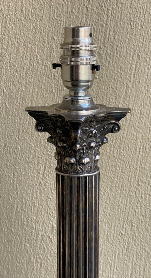 VICTORIAN SILVER PLATED TABLE LAMP - ADDITIONAL PHOTO 3