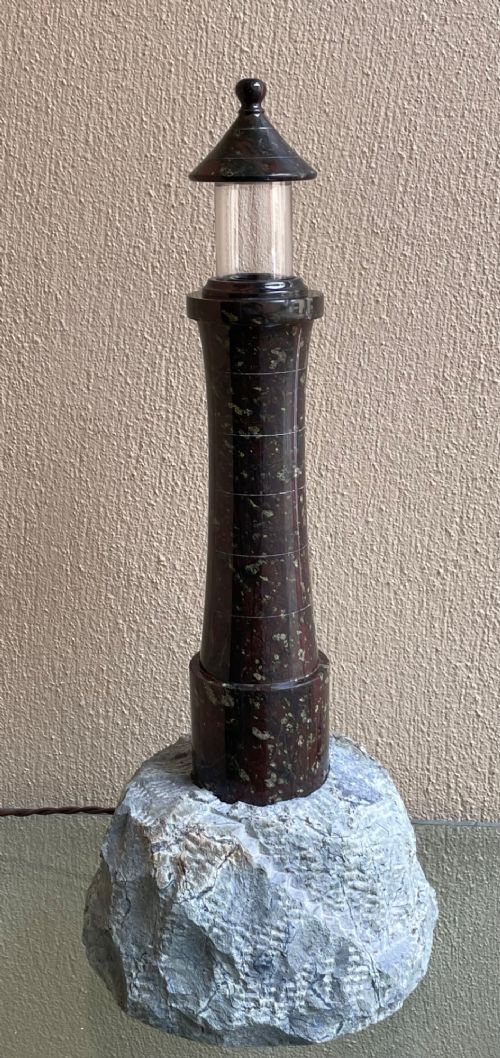 Large Cornish Serpentine Lighthouse Table Lamp