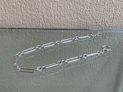 edwardian trombone style silver albert chain - CATEGORY: ANTIQUE SILVER - DATED EDWARDIAN
