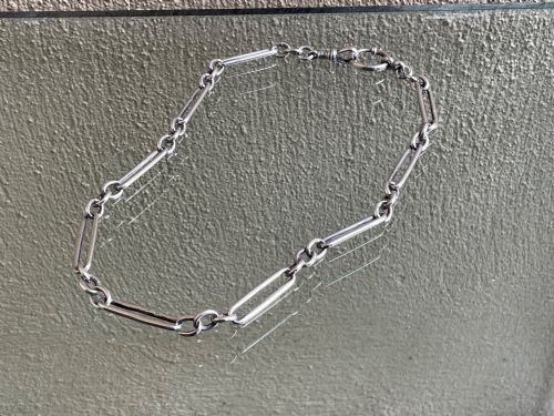 EDWARDIAN TROMBONE STYLE SILVER ALBERT CHAIN - ADDITIONAL PHOTO 2
