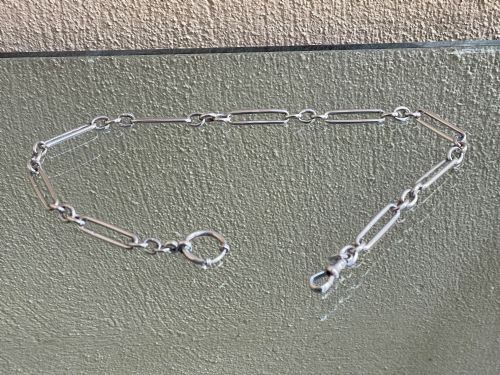 EDWARDIAN TROMBONE STYLE SILVER ALBERT CHAIN - ADDITIONAL PHOTO 3