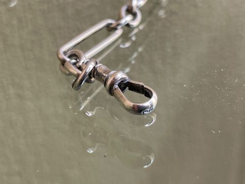 EDWARDIAN TROMBONE STYLE SILVER ALBERT CHAIN - ADDITIONAL PHOTO 4
