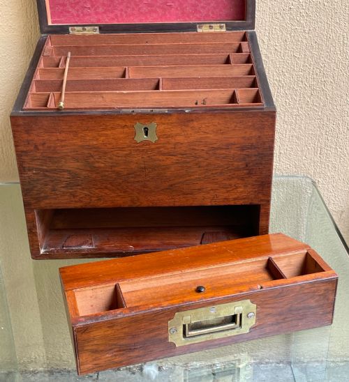 RARE AND UNUSUAL CAMPAIGN CORRESPONDENCE BOX WITH WRITING SLOPE - ADDITIONAL PHOTO 4