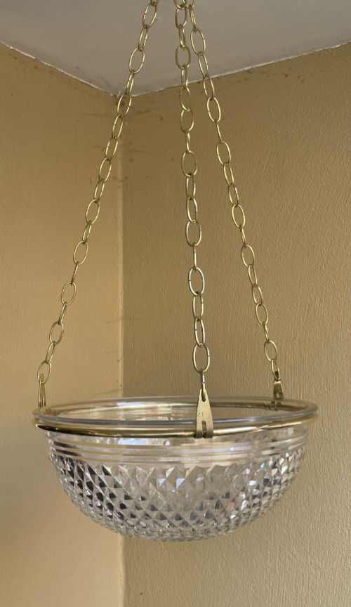 Edwardian Period Cut Glass Plafonnier Ceiling Light