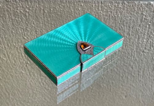Beautiful Art Deco Silver and Enamel Card Case