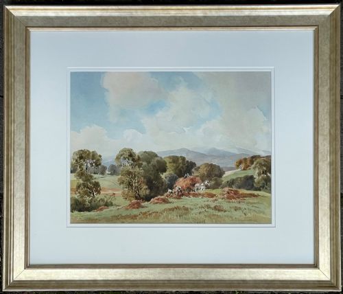 Harvest Landscape Watercolour by Percy Lancaster