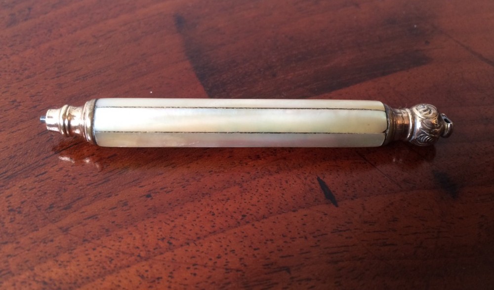 Gilt Metal & Mother of Pearl Propelling Pencil