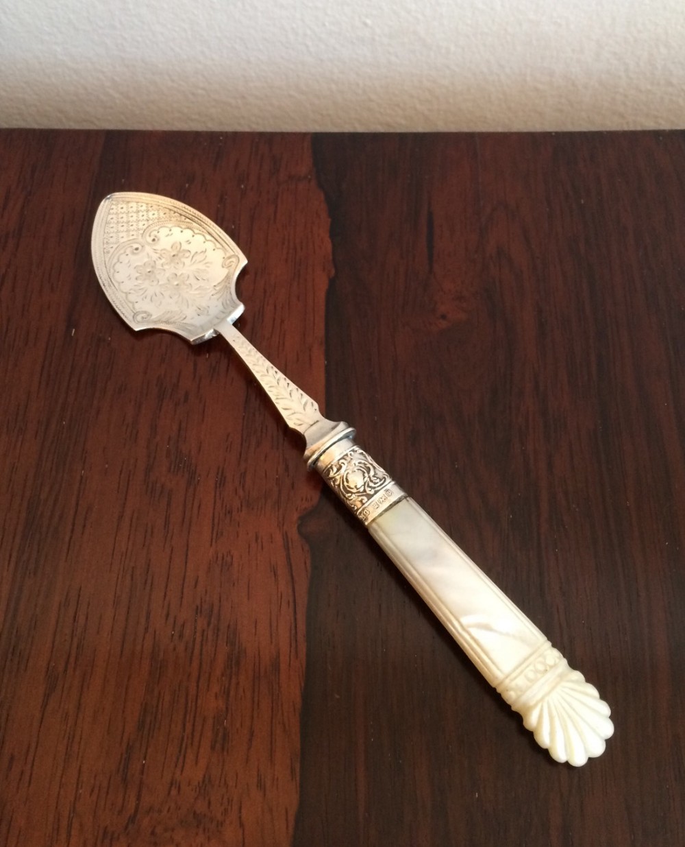 Edwardian Silver & Mother of Pearl Preserve Spoon, 1907