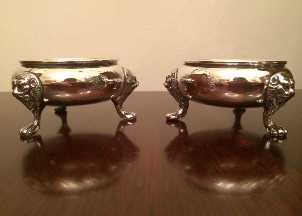 Large Pair Victorian Silver Table Salts, 1845 by Henry Holland