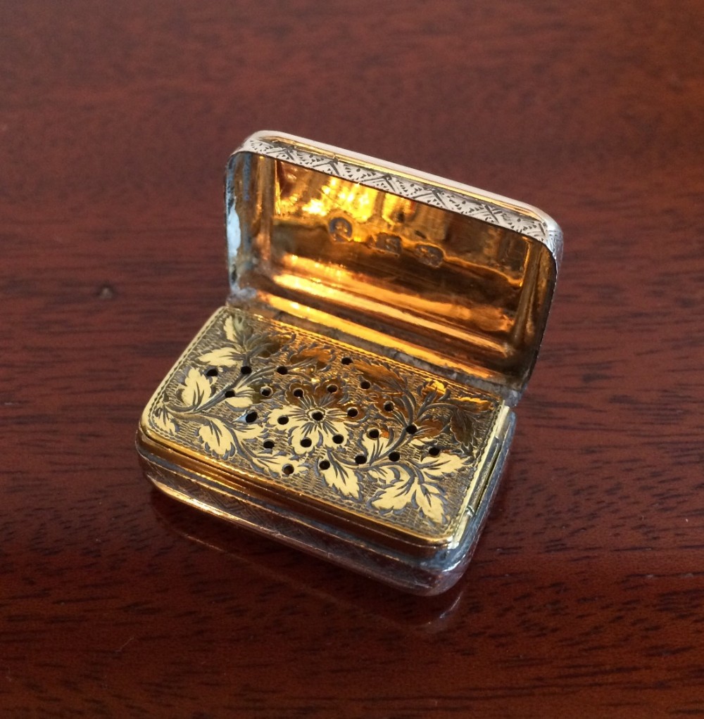 George III Silver Gilt Vinaigrette, John Shaw