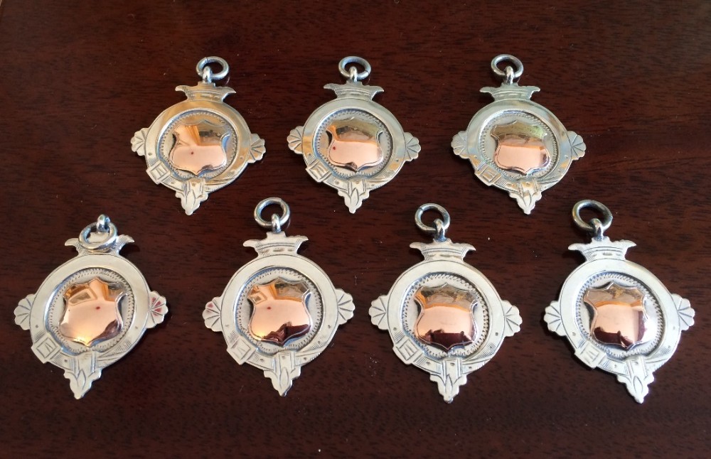 Seven George V Silver Fob Medals