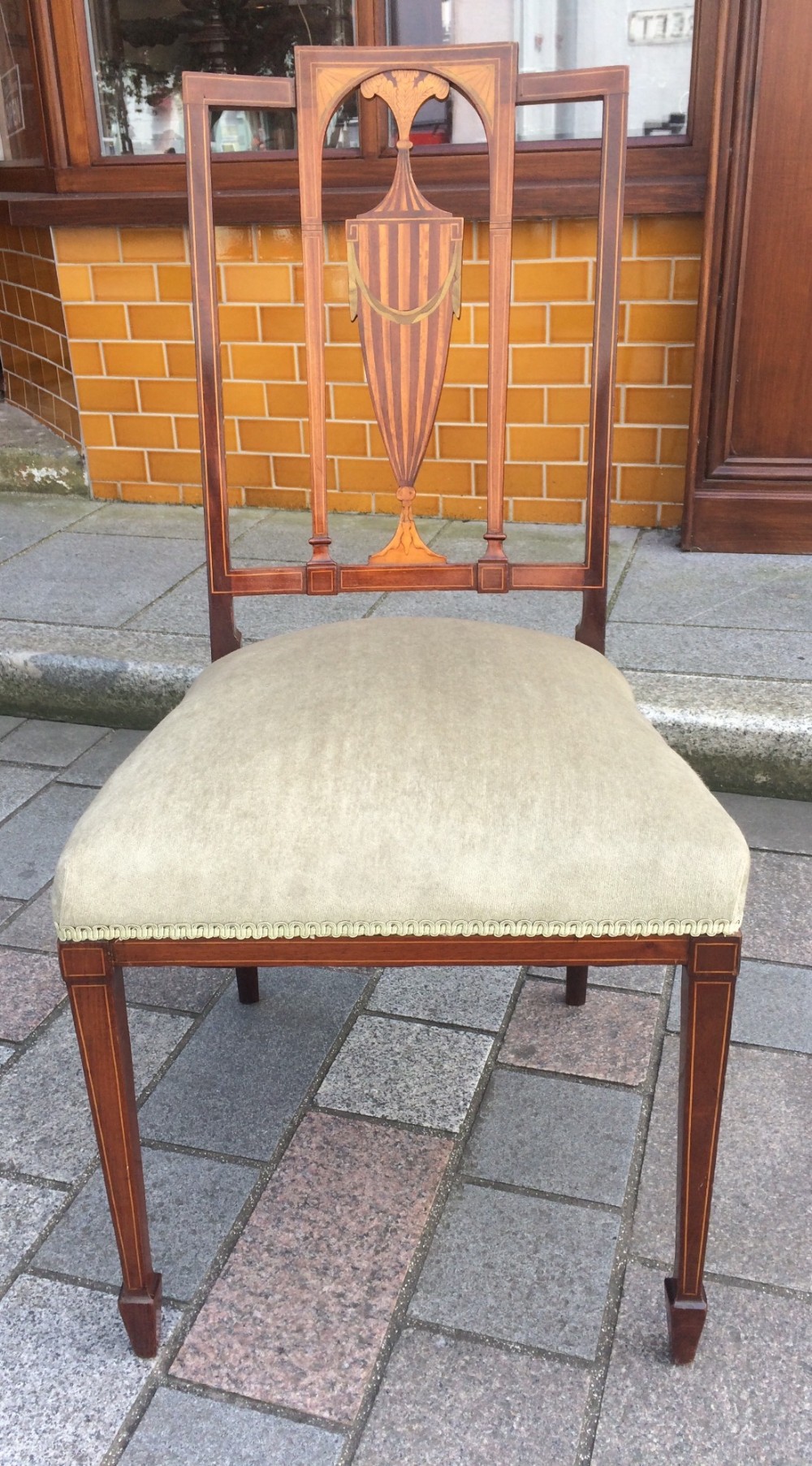 Edwardian Inlaid Mahogany Sheraton Revival Chair
