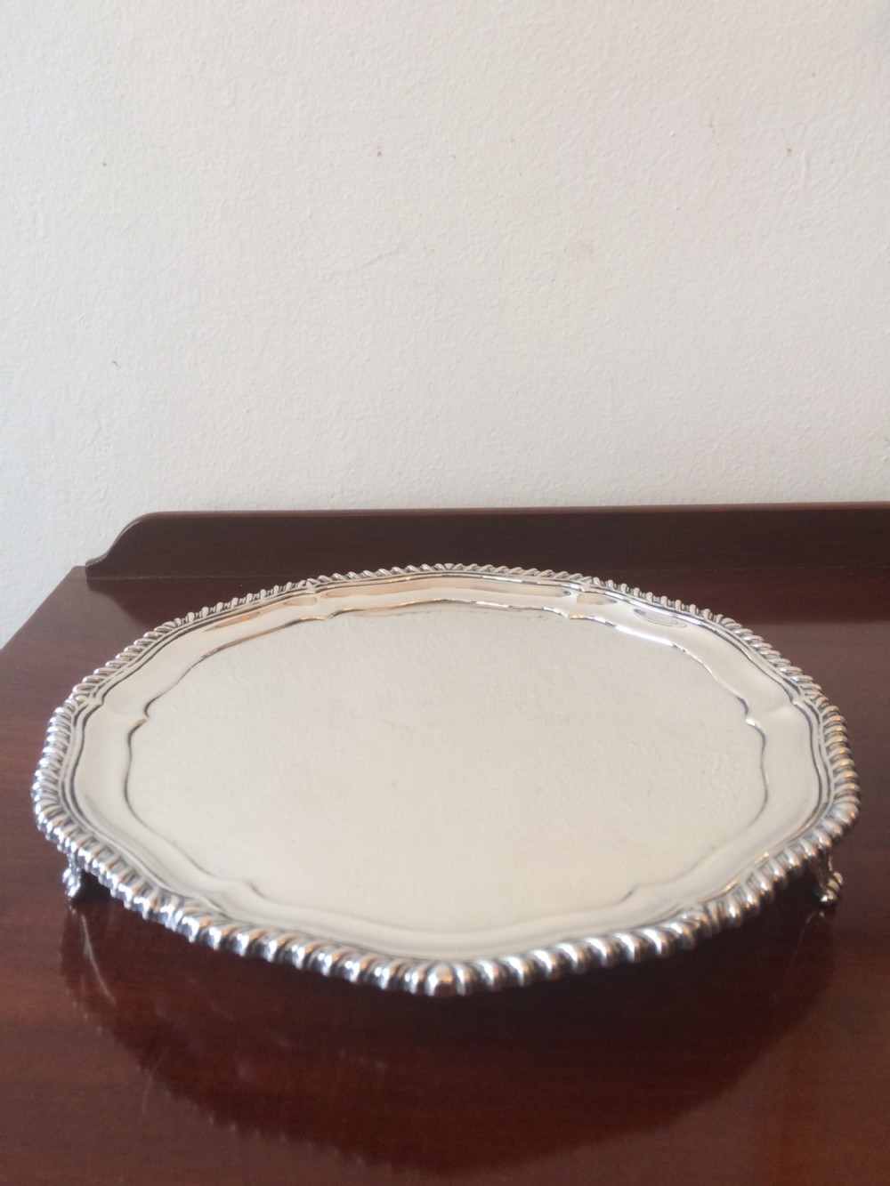 George V silver salver, 377 grams  View II
