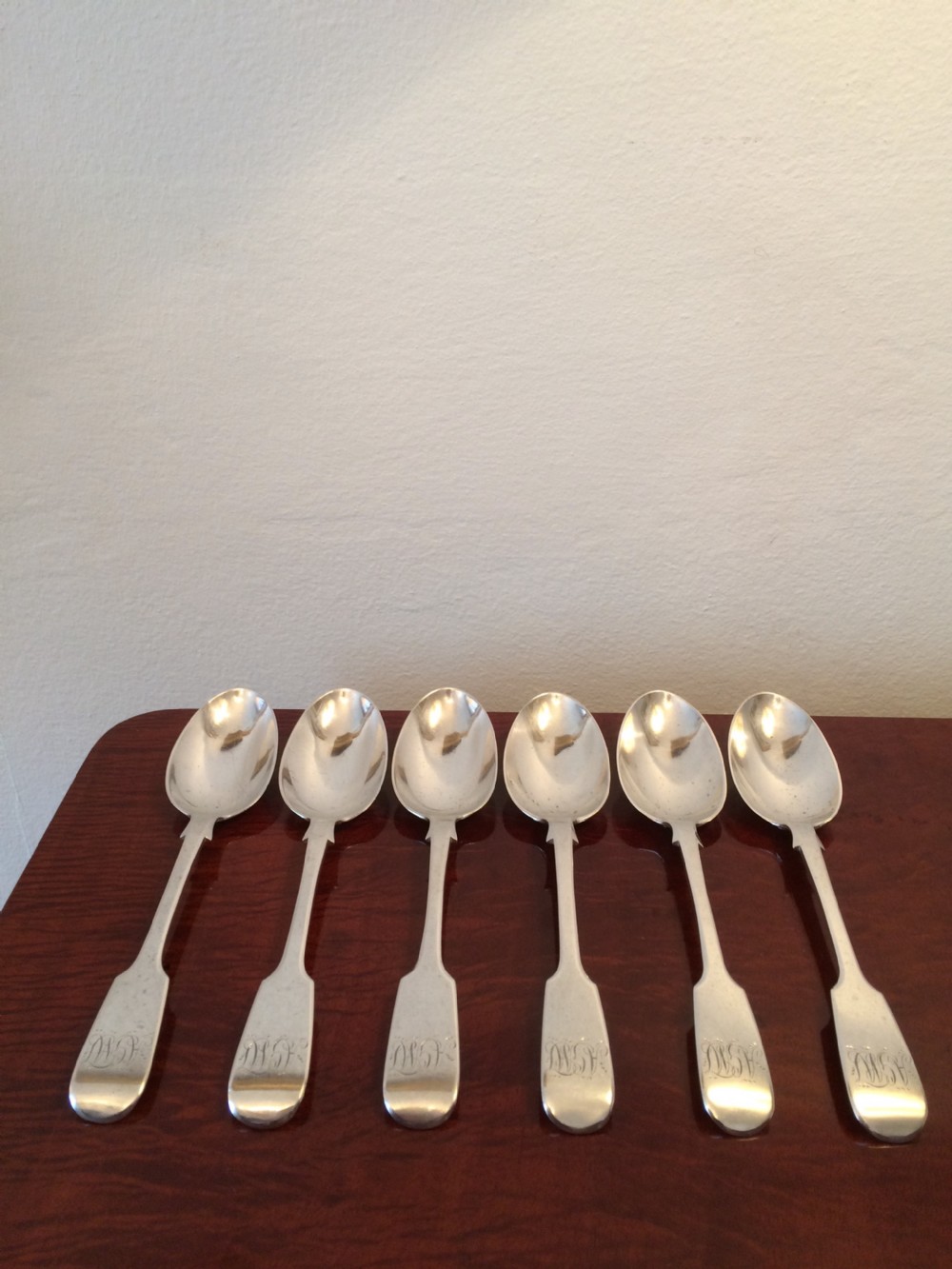 Quality Set of Six Victorian Silver Dessert Spoons, 1876